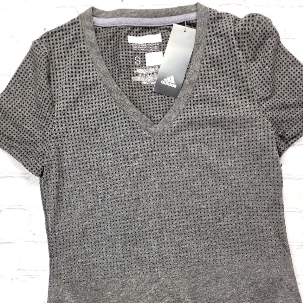 adidas Gray Short Sleeve V-Neck Perforated Women's Tee